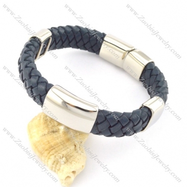 genuine leather bracelet in stainless steel b001903