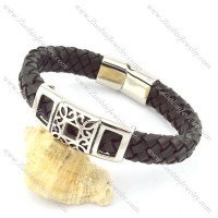 genuine leather bracelet in stainless steel b001922