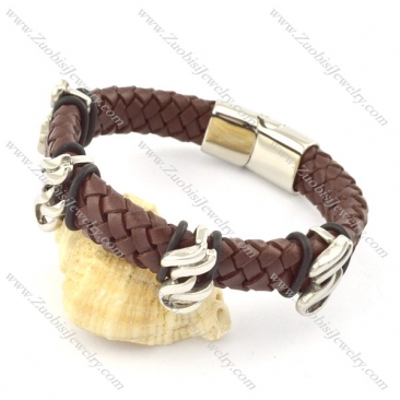 genuine leather bracelet in stainless steel b001920