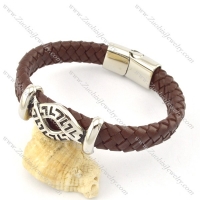 genuine leather bracelet in stainless steel b001911