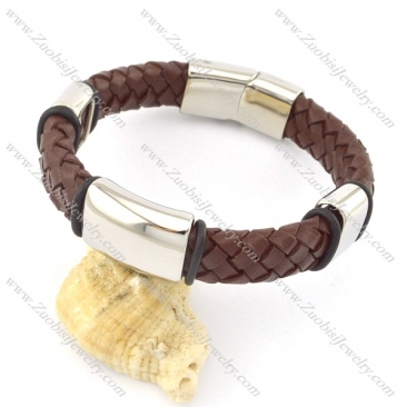 genuine leather bracelet in stainless steel b001902