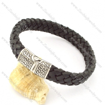 genuine leather bracelet in stainless steel b001898