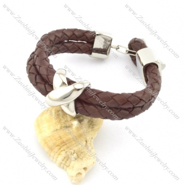 genuine leather bracelet in stainless steel b001894