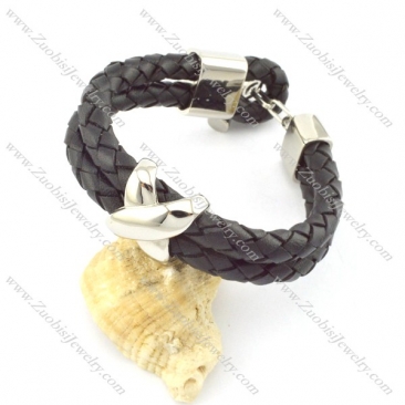 genuine leather bracelet in stainless steel b001893