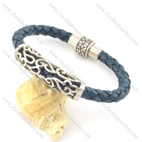 genuine leather bracelet in stainless steel b001892