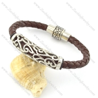 genuine leather bracelet in stainless steel b001891