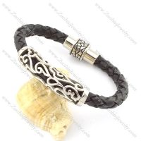 genuine leather bracelet in stainless steel b001890