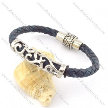 genuine leather bracelet in stainless steel b001886