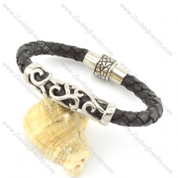 genuine leather bracelet in stainless steel b001884