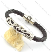 genuine leather bracelet in stainless steel b001887