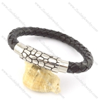 genuine leather bracelet in stainless steel b001881