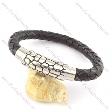 genuine leather bracelet in stainless steel b001881