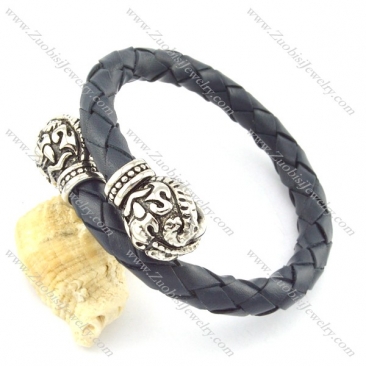 genuine leather bracelet in stainless steel b001873