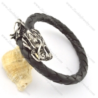 genuine leather bracelet in stainless steel b001866