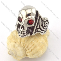 two red rhinestone eyes skull ring r001166