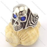 clear blue facted rhinestone eye skull ring r001165