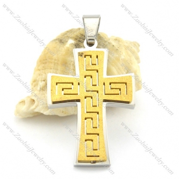 small yellow gold cross pendant with great wattern grain p001377