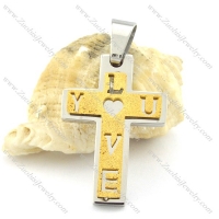 yellow gold plating LOVE cross pendant p001374
