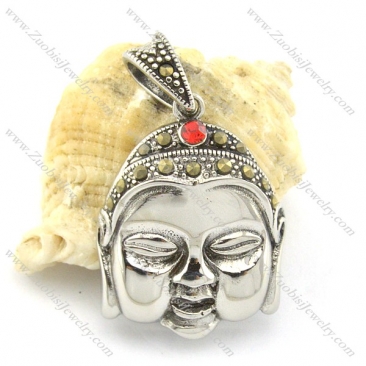 stainless steel hudzor pendant with red rhinestone p001367