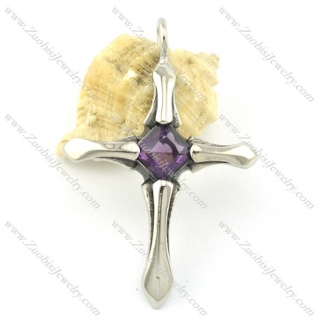 purple zircon casting cross pendant p001362