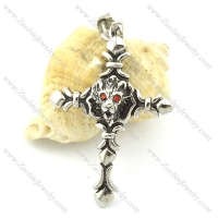 casting red eye wolf cross pendant p001360