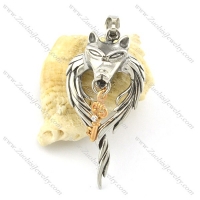 casting wolf pendant with a rose gold key p001356