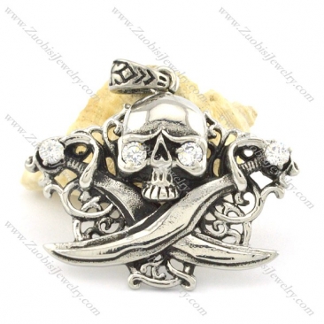 stainless steel skull pendant p001306