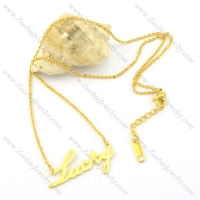 yellow gold-plating LUCKY pendant necklaces n000463