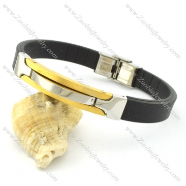 rubber bracelet with stainless steel parts b001723