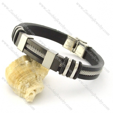 rubber bracelet with stainless steel parts b001702