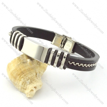 rubber bracelet with stainless steel parts b001696