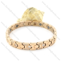 rose gold plating stainless steel bracelet CNC clear stones b001689