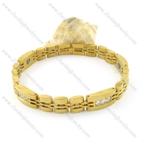 gold plating stainless steel bracelet CNC clear stones b001687