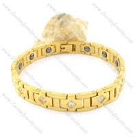 gold plating stainless steel bracelet CNC clear stones b001684