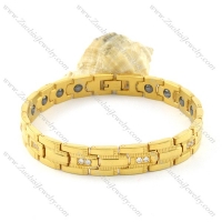 gold plating stainless steel bracelet CNC clear stones b001680