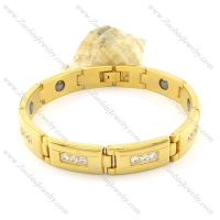 gold plating stainless steel bracelet CNC clear stones b001671