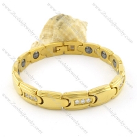 gold plating stainless steel bracelet CNC clear stones b001663