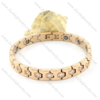 gold plating stainless steel bracelet CNC clear stones b001662