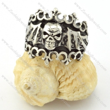 stainless steel bat skull ring r001131