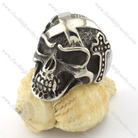 cross skull ring in stainless steel metal r001128