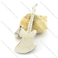 silver stainless steel guitar pendant with 9 rhinestones p001232