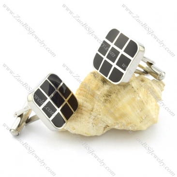 mens cufflinks with black square Sudoku pattern c000013