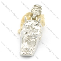 big metal tone 2 skulls pendant p001604