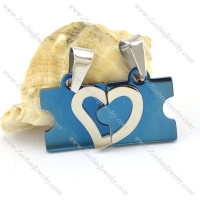 blue plated heart pendant for couples p001606