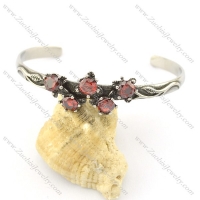 5 clear red zircon stone flower bangle b002302