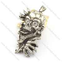 With gray eyes ghost stainless steel pendant p001613