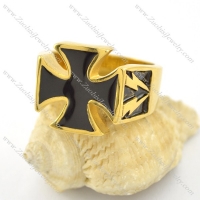 yellow gold finished flashing light cross ring r001576