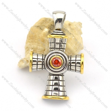 normal cross pendant with red zircon p001716