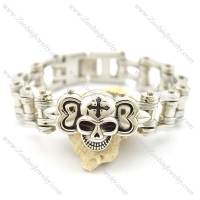 22cm long bike link chain bracelet with 1 skull head b002431