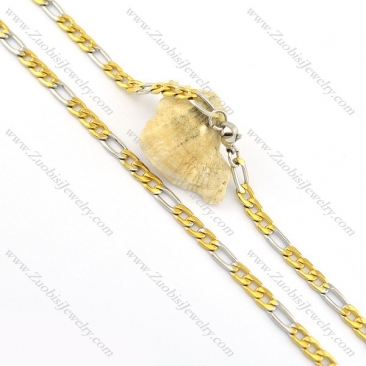 6mm wide mixed 3 gold with 1 steel necklace n000662